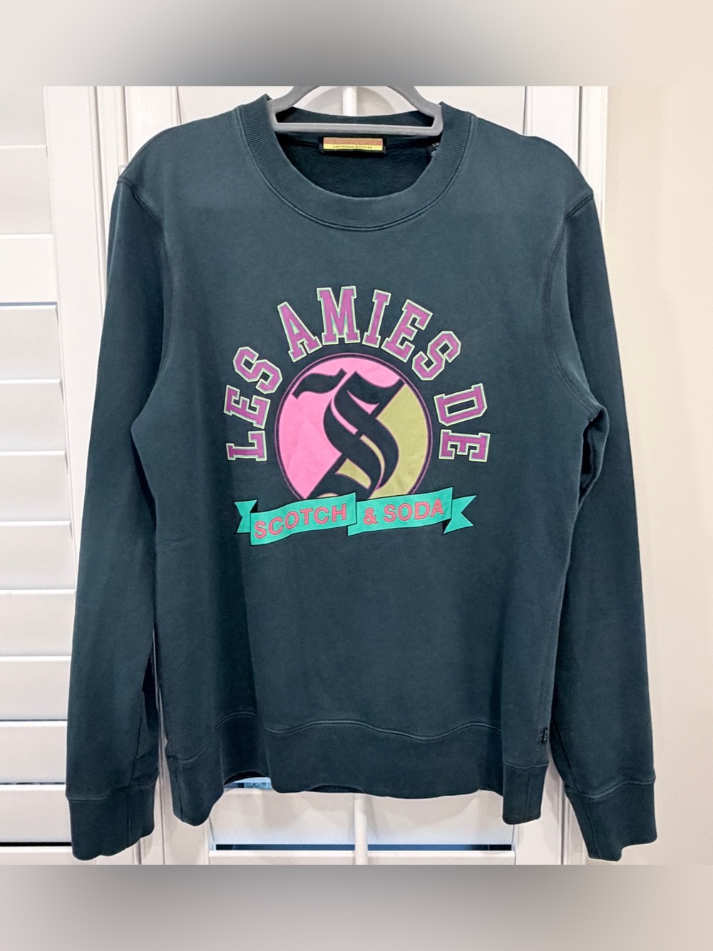 Scotch & Soda Les Amies De Graphic Crewneck Sweatshirt Men’s M Dark Green Cotton